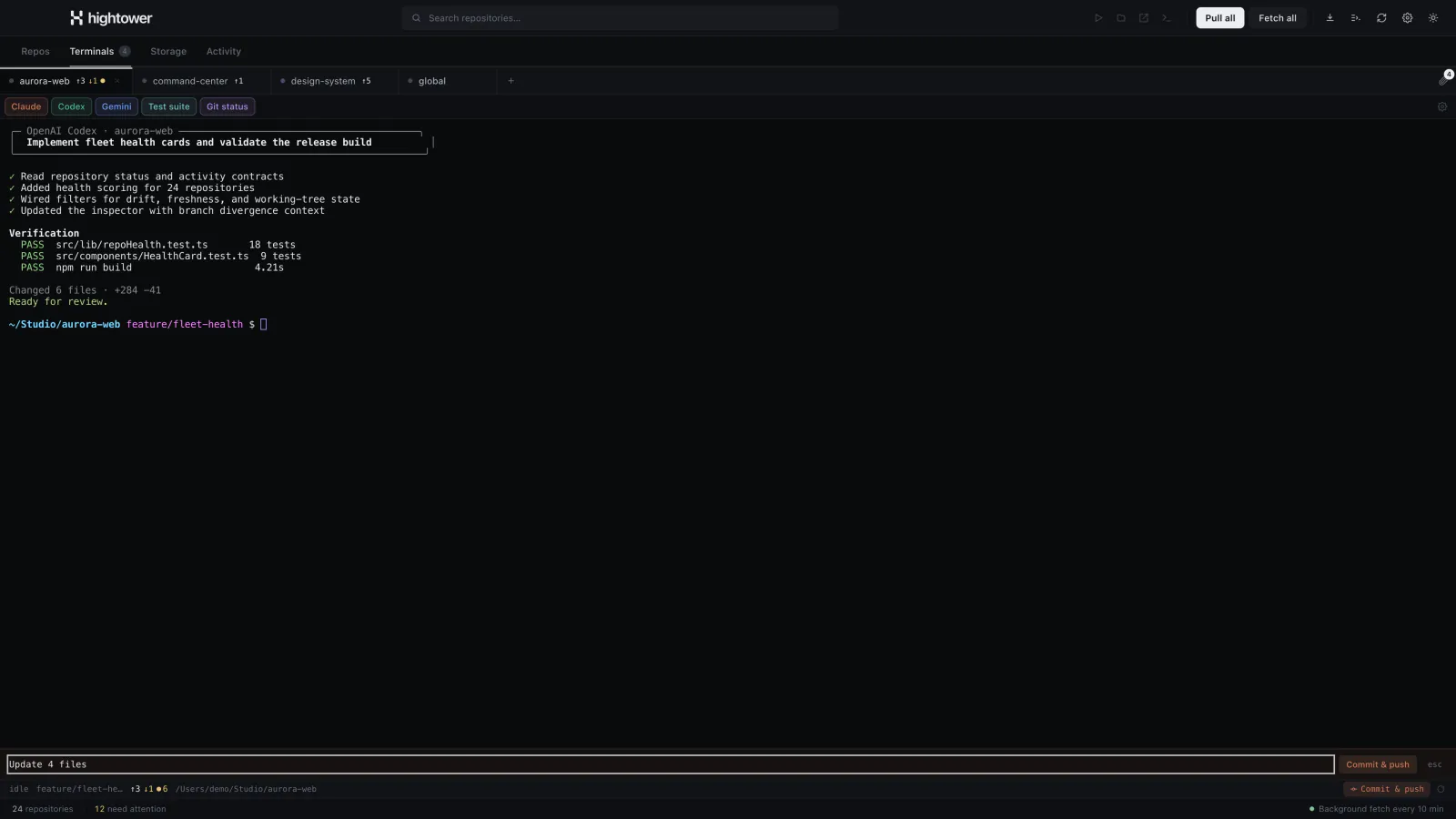 Chiudi il cerchio: commit e push senza cambiare finestra